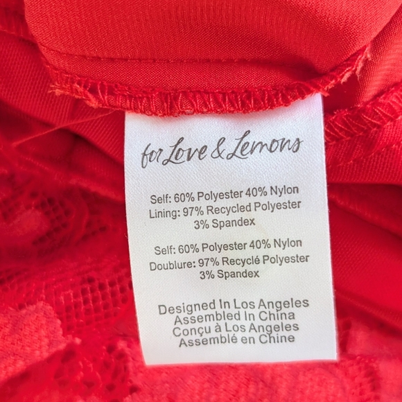 For Love and Lemons Kaia Lace Maxi Dress XS NEW Red Bodysuit Cut Out Slit Sexy - Picture 7 of 9